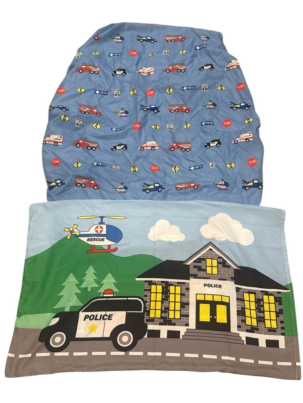 Everyday Kids Toddler Boy Fitted Sheet and Pillowcase Set Fire, Police, Rescue
